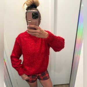 H&M Shimmering Red Knit Top